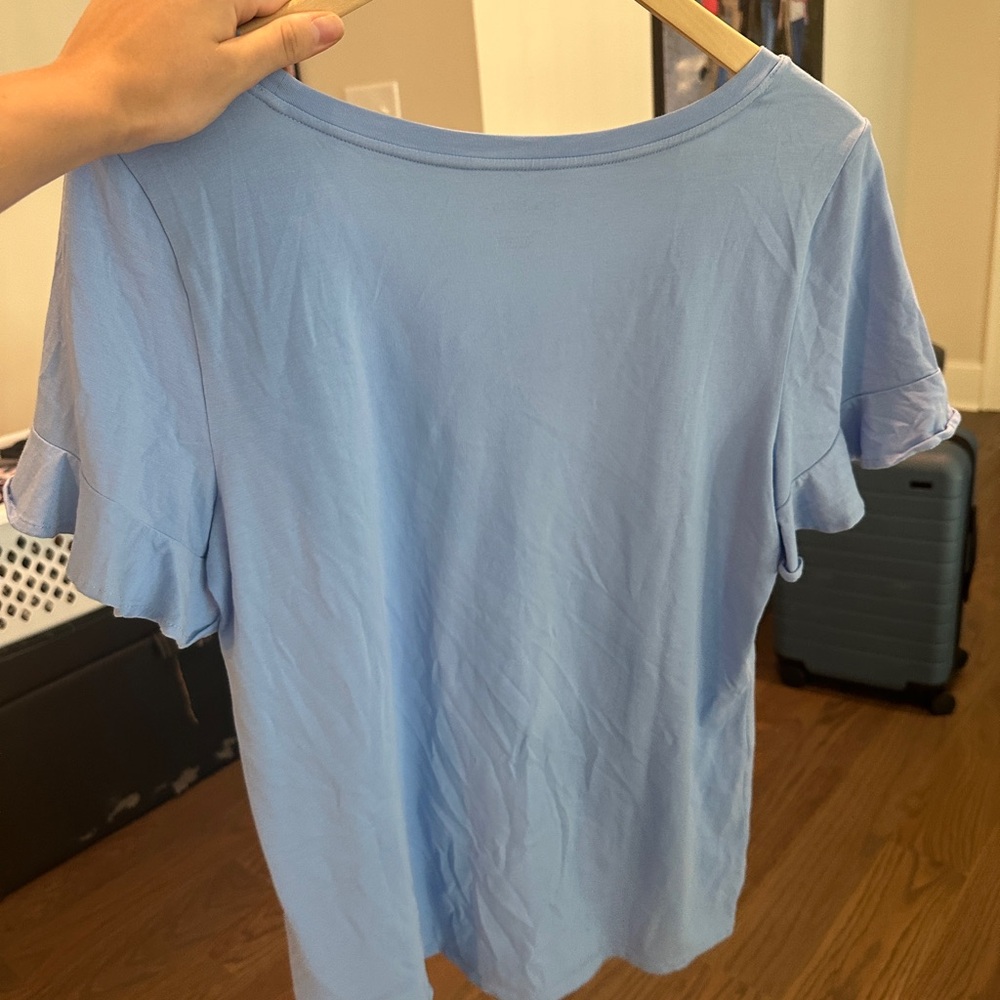 Lilly Pulitzer Light Blue Ruffle Sleeve Top